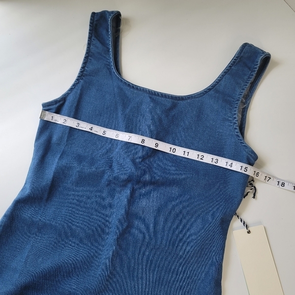 NWT iris chambray stretch denim mini dress contour bodycon 90s Vintage - Picture 5 of 10